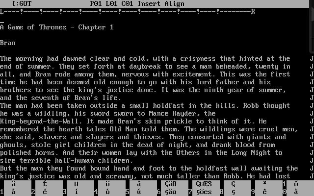 WordStar editando um certo texto….