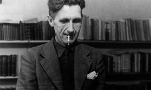 George Orwell at a typewriter