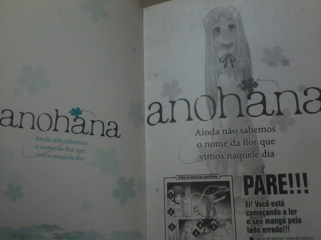 anohana mangá contracapa