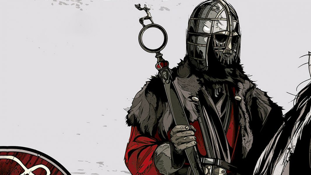 O Trono Vazio – Crônicas Saxônicas #8 | Bernard Cornwell Corte da capa do livro que mostra o tronco de um guerreiro com armadura segurando uma espada. Ele está em cima de um cavalo.