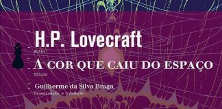 Recorte da capa do livro "A cor que caiu do espaço" onde se lê o título do livro