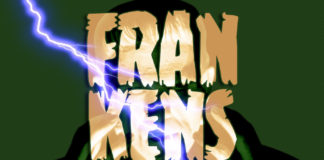 Descrição da vitrine: Fotomontagem que ao fundo tem o monstro de Frankenstein. Em frente está escrito "Frankenstein - CabulosoCast Especial 013"