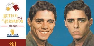 Vitrine do episódio do podcast Boteco dos Versados. Na esquerda tem uma coluna vertical, com a logo do podcast no topo, a logo do Leitor Cabuloso no meio e o numeral 31 na base, indicando a numeração do podcast. Em destaque o meme do Chico Buarque sorrindo na sequência Chico Buarque sério seguido do nome do episodio "o que gostamos ou não de ler em 2019" na cor amarela.