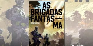 Capa do livro. Ilustração de alguns soldados armados em uma paisagem com árvores em tons marrons, enquanto outros soldados descem do céu. No topo o título do livro em letras grandes