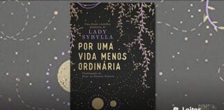 Ilustração da capa do livro. No centro o titulo abaixo do nome da autora. Um fundo preto representando um céu estrelado, com dois astros na baso e alguns galhos com folhas nas bordas da capa.