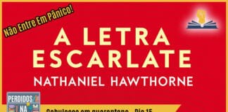 Fotomontagem com corte de capa de livro onde aparece o título e o nome do autor, o fundo é vermelho e as letras estão em branco.No canto superior esquerdo está escrito "Não entre em pânico!", no inferior tem a logo do podcast, que é a ilustração de uma estante com livros e outros objetos, onde lê-se “Perdidos na Estante". Ao lado, em uma faixa amarela na qual está escrito “Cabulosos em quarentena - Dia 15". Em cima, ao lado direito está o selo do Leitor Cabuloso