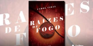 No centro um medalhão rústico com traços tribais avermelhados, preso a um cordão preto. No fundo, uma forma geométrica estrelada também avermelhada e com traços tribais. Em primeiro plano, em branco, no topo, o nome da autora, e no centro o título da obra.