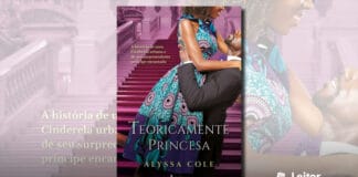 Capa do livro. No fundo uma enorme escadaria rosa. Em primeiro plano, um homem negro com roupa formal ergue uma mulher negra que usa um vestido colorido verde e roxo.