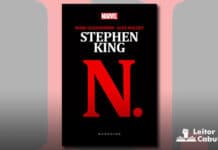 N. – Stephen King Capa da HQ. Fundo preto, em primeiro plano, no topo o logo da editora Marvel, abaixo os nomes, em vermelho "Marc Guggeheim" e "Alex Maleev". Em letras maiores e brancas o nome "Stephen King". No centro, ocupando boa parte da capa, em vermelho, escrito "N."