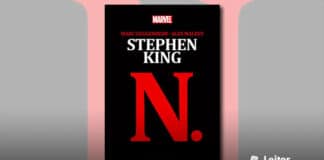 Capa da HQ. Fundo preto, em primeiro plano, no topo o logo da editora Marvel, abaixo os nomes, em vermelho "Marc Guggeheim" e "Alex Maleev". Em letras maiores e brancas o nome "Stephen King". No centro, ocupando boa parte da capa, em vermelho, escrito "N."