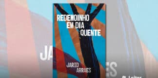 Capa do livro. Em uma arte quase abstrata, um fundo azul, algumas faixas marrons com certo aspecto de raios solares descem até a base da capa, enquanto um figura escura semelhante a uma arvore seca encontra-se no centro do livro. Em primeiro plano o título em branco no topo, e o nome da autora na base.