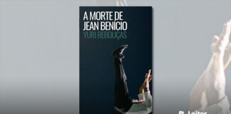 Capa do livro. Um fundo azul escuro, em primeiro plano, um homem de roupa social, calça escura e camisa branca caindo de costas, com as pernas e braços esticados para o alto. No topo, à esquerda, o título do livro em branco, e o nome do altor em verde escuro.