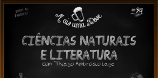 Vitrine do programa Mais Uma Dose. A imagem é um quadro negro com o título escrito em giz centralizado, “Ciências Naturais e Literatura com Thiago Ambrósio Lage“. Acima lê-se o título do programa junto a um desenho de uma caneca de chopp, ao lado a inscrição “Samuel é nosso rei” junto a um desenho de uma coroa, do outro lado o número 24 indicando a numeração do episódio. Abaixo as logos do Leitor Cabuloso e do Boteco dos Versados.
