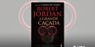 Capa do livro. Um fundo preto texturizado. Em primeiro plano, no topo o texto em branco: "Livro 2 de A Roda do Tempo", logo abaixo, em letra grande e vermelha, o nome do autor. Logo abaixo, no centro da capa, o título do livro em amarelo escuro. Logo abaixo, uma cobra vermelha-metalica engolindo a própria cauda em formado de infinito, ao mesmo tempo que entrelaça com a parte superior de uma roda de carroça.
