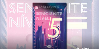 Capa do livro. Uma cidade com aspectos futurista, com prédios altos, em tons roxos e azuis, nas laterais, em perspectiva ao horizonte. No fundo um céu estrelado em tom rosa, e com uma névoa azul e mfundo escuro no topo à direita. Alguns corpos celestes rosas e brancos, junto às estrelas, preenchem o céu. Em primeiro plano, no topo, o nome da autora, e o título do livro, com o "5" do título ocupando boa parte da capa.