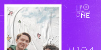 Imagem de fundo roxo com textura de corte. À esquerda no canto inferior tem a logo do Leitor Cabuloso formado por um livro aberto e um punho levantado na cor branca. Acima, o pôster da série "Heartstopper" com dois adolescentes homens lado a lado, sendo que o da direita está olhando para o da esquerda. À direita está escrito "#194 Especial Dia dos Namorados - Heartstopper". Em cima, à direita, tem a logo do podcast formado por livros em pé e que vão caindo e, em cima deles, o símbolo de play. Embaixo tem a sigla PnE, na cor branca.