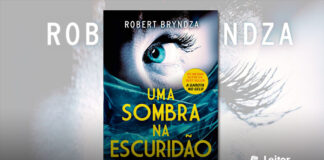 Capa do livro. Imagem de parte de um rosto, onde possivel notar apenas a região próxima ao olho esquerdo. A imagem é em tom de cinza, sendo o olho a única parte com cor, verde. Na metade inferior uma textura translucida esverdeda em meio algumas sombras cobre toda a região, cobrindo a parte inferior do rosto. Em primeiro plano no topo o nome do autor, e na metade inferior em amarelo, otítulo do livro. À direita um selo redondo e amarelo com o texto "Do mesmo autor do best-seller A Garota no Gelo"